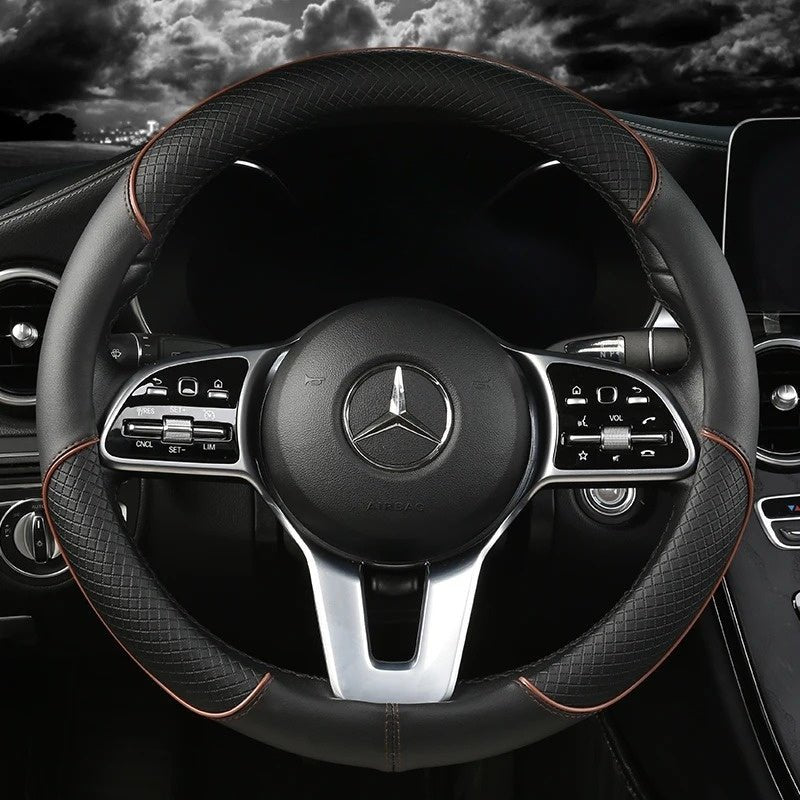 All Seasons Leather Diamond Steering Wheel Cover - Xnest