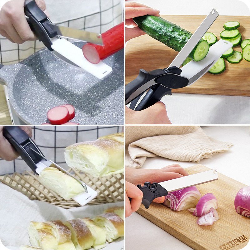 Stainless Steel Multifunctional 2 in 1 Cutting Board Utility Knife - Xnest