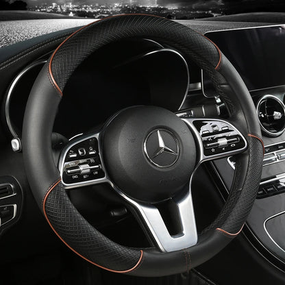 All Seasons Leather Diamond Steering Wheel Cover - Xnest