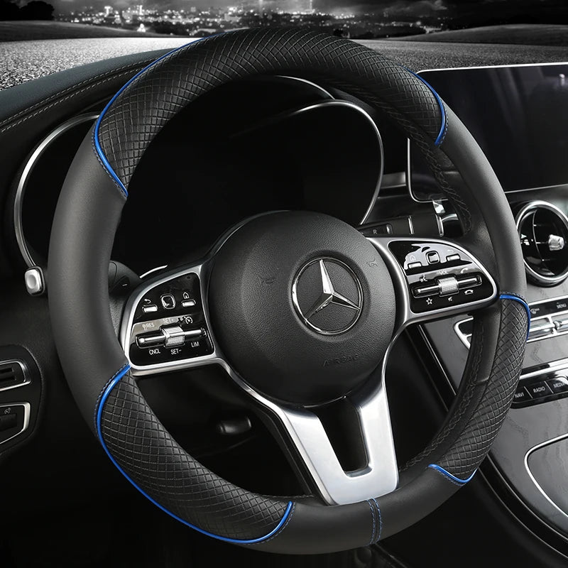 All Seasons Leather Diamond Steering Wheel Cover - Xnest