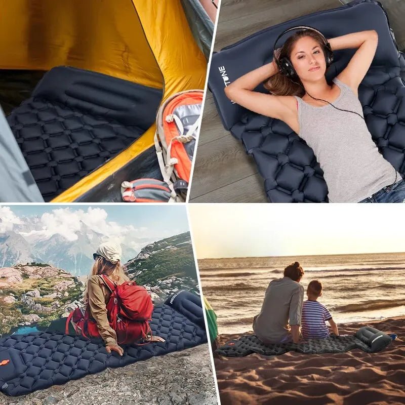 Inflatable Ultralight Outdoor Sleeping Pad with Built - in Pump - Xnest